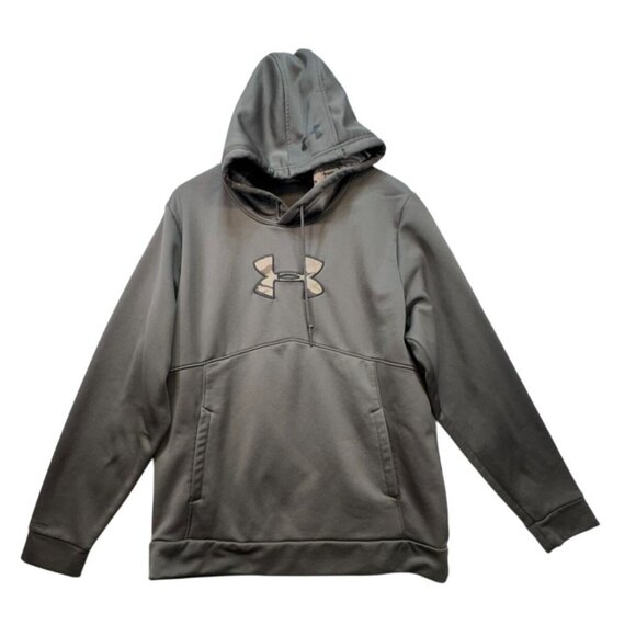 Under Armour Mens Loose Fit Hoodie Logo Size Large Brown/Gray Camo - Picture 1 of 10